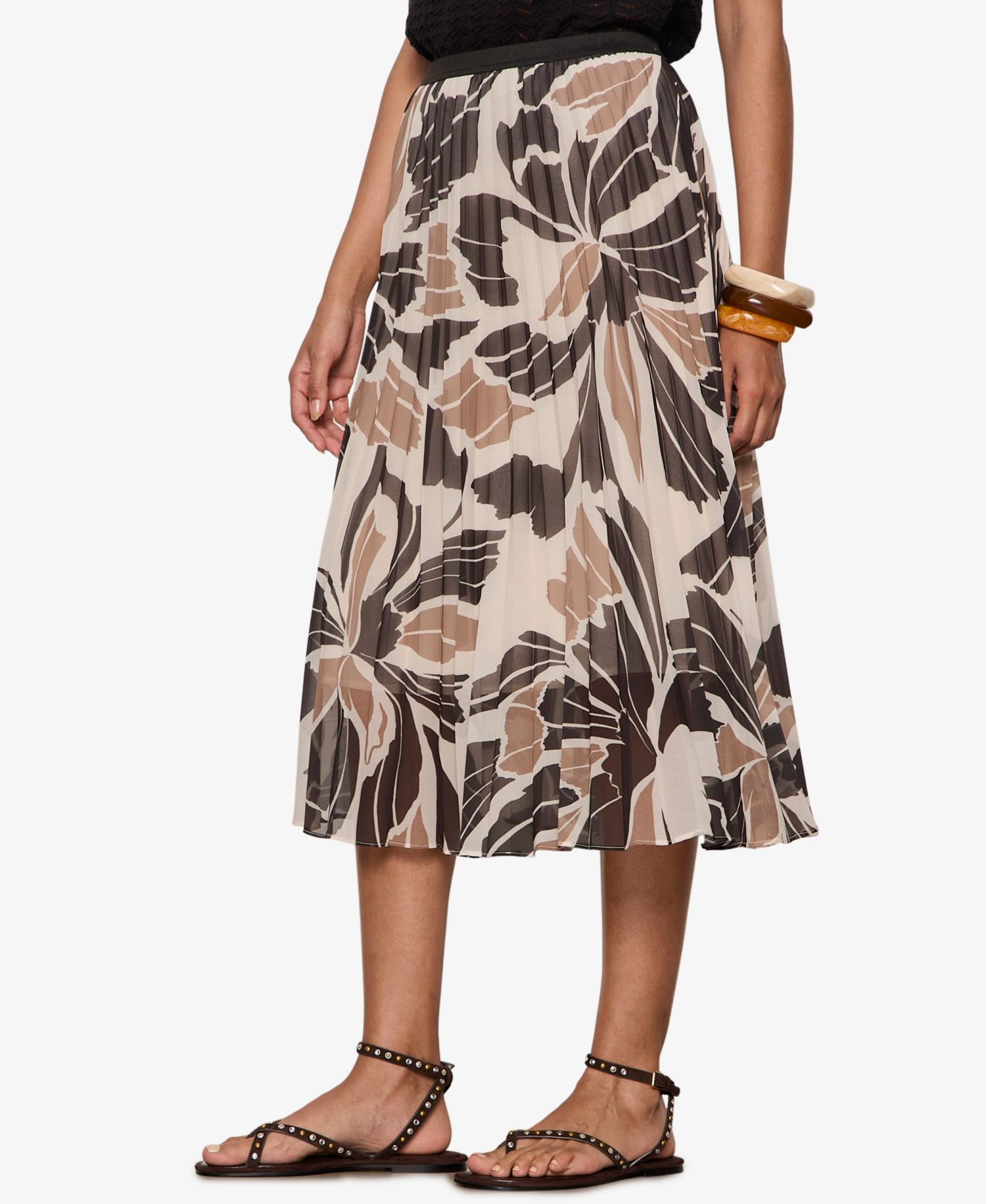 Women's Nostalgia Pleated Polyester Midi Skirt