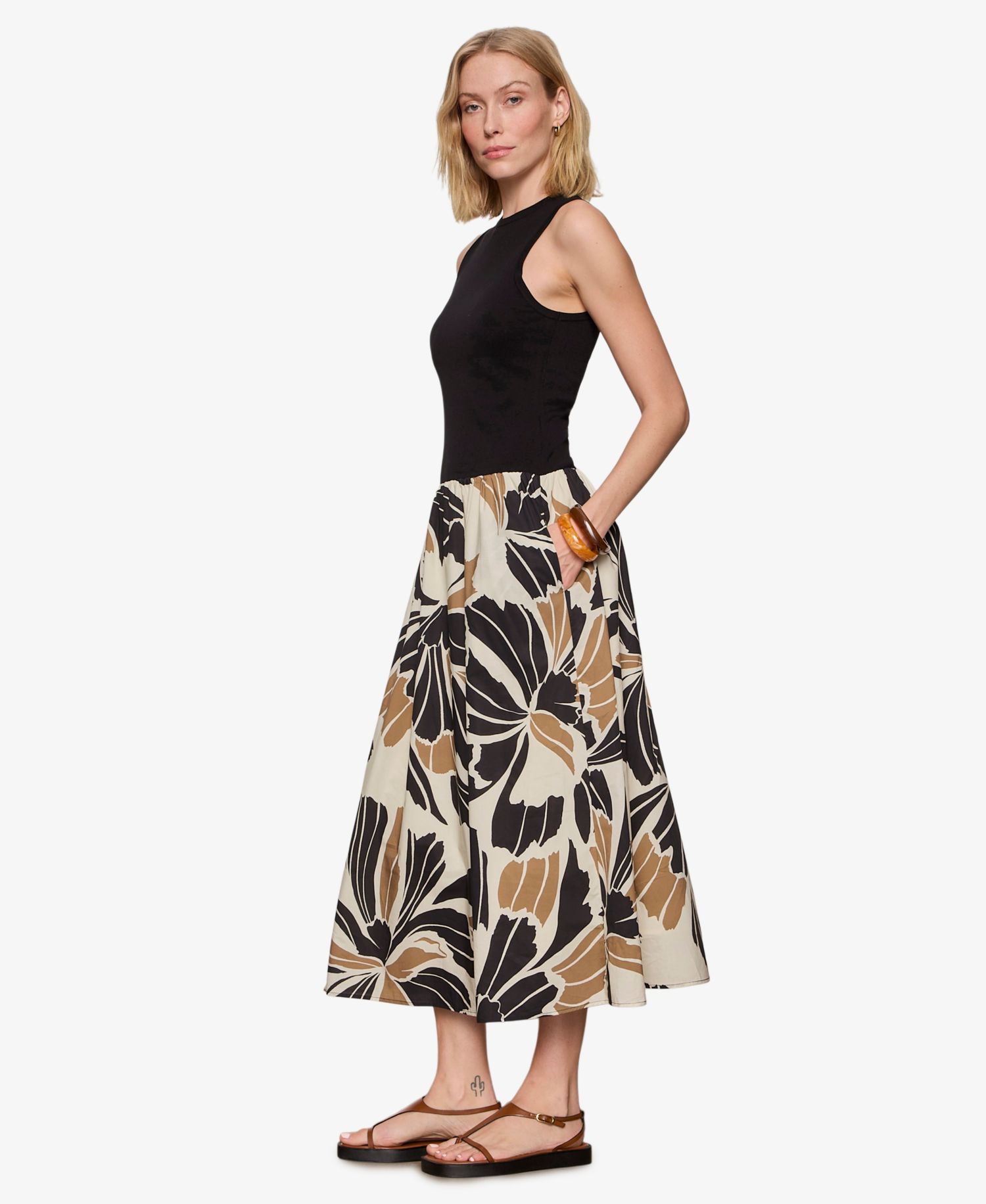 Women's Sleeveless Crewneck Midi Dress