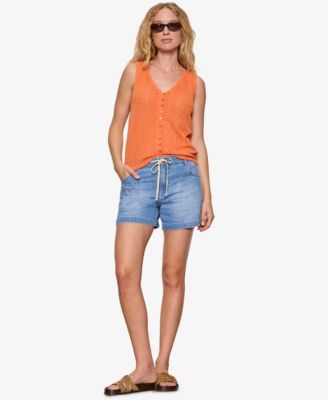 Women's No Rush Button-Front Sleeveless Tank Top