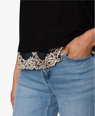 Women's Lace-Hem Crewneck T-Shirt
