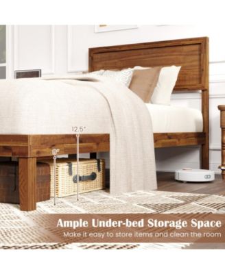 Rubberwood Bed Frame with Headboard