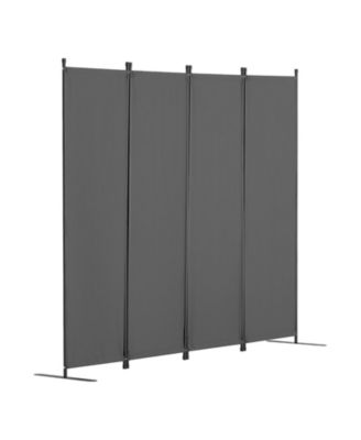4-Panel Freestanding Fabric Room Divider with Metal Frame