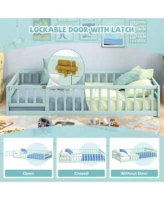 Twin Montessori Floor Bed Frame with Full Length Guardrails