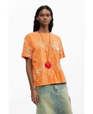 Women's Embroidered Flowers T-shirt