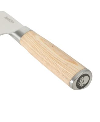 14 Piece Full Tang Forged Light Pakka Wood Kitchen Knife Set with High Carbon German Steel Blades and Protective Sheaths.