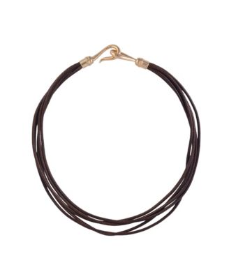 Multi Row Suede Cord necklace Brass