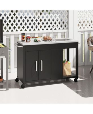 56 in Outdoor Grill Table with Sink and Stainless Steel Top
