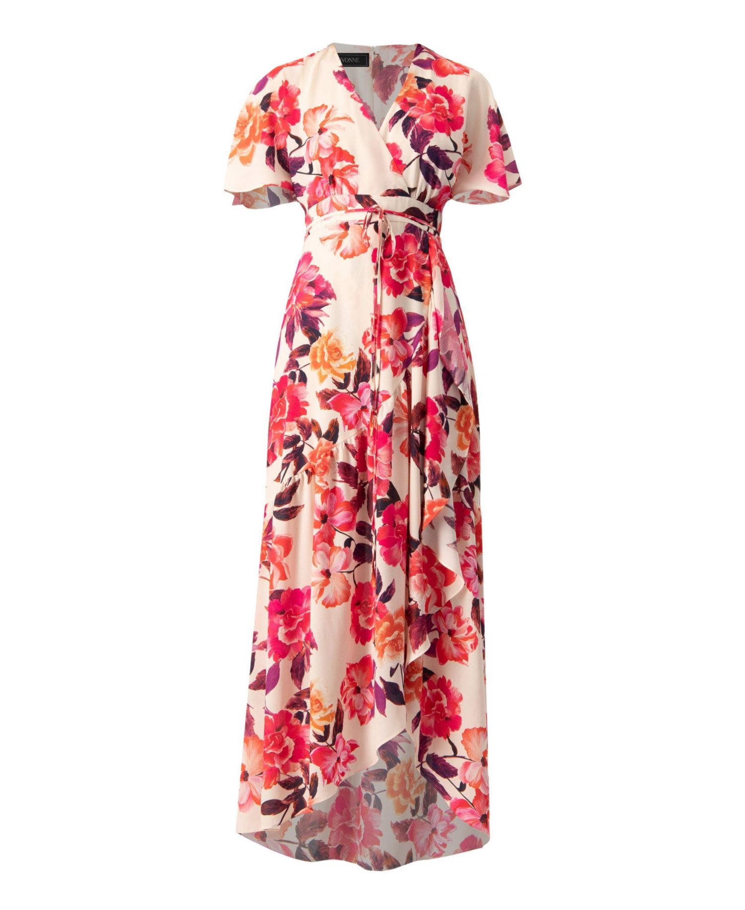 Women's Crossed V-Neck Wrap Floral Maxi Dress