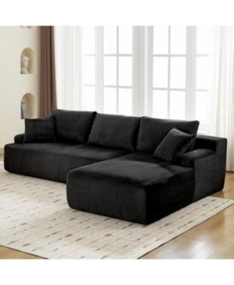 106" Modular Sectional Sofa, L-Shaped Corduroy Couch with Chaise, No Assembly