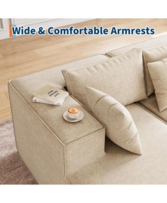 106.7" Modular Sectional Sofa, L-Shaped Cloud Couch with Chaise, Deep Seat Chenille