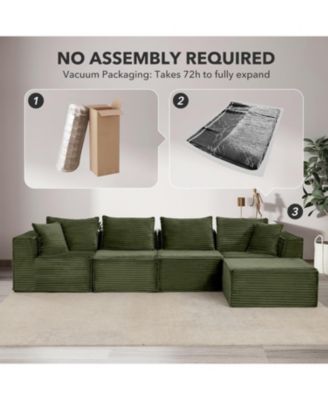 137" Cloud Sectional Sofa, L-Shaped Modular Couch with Chaise, Memory Foam