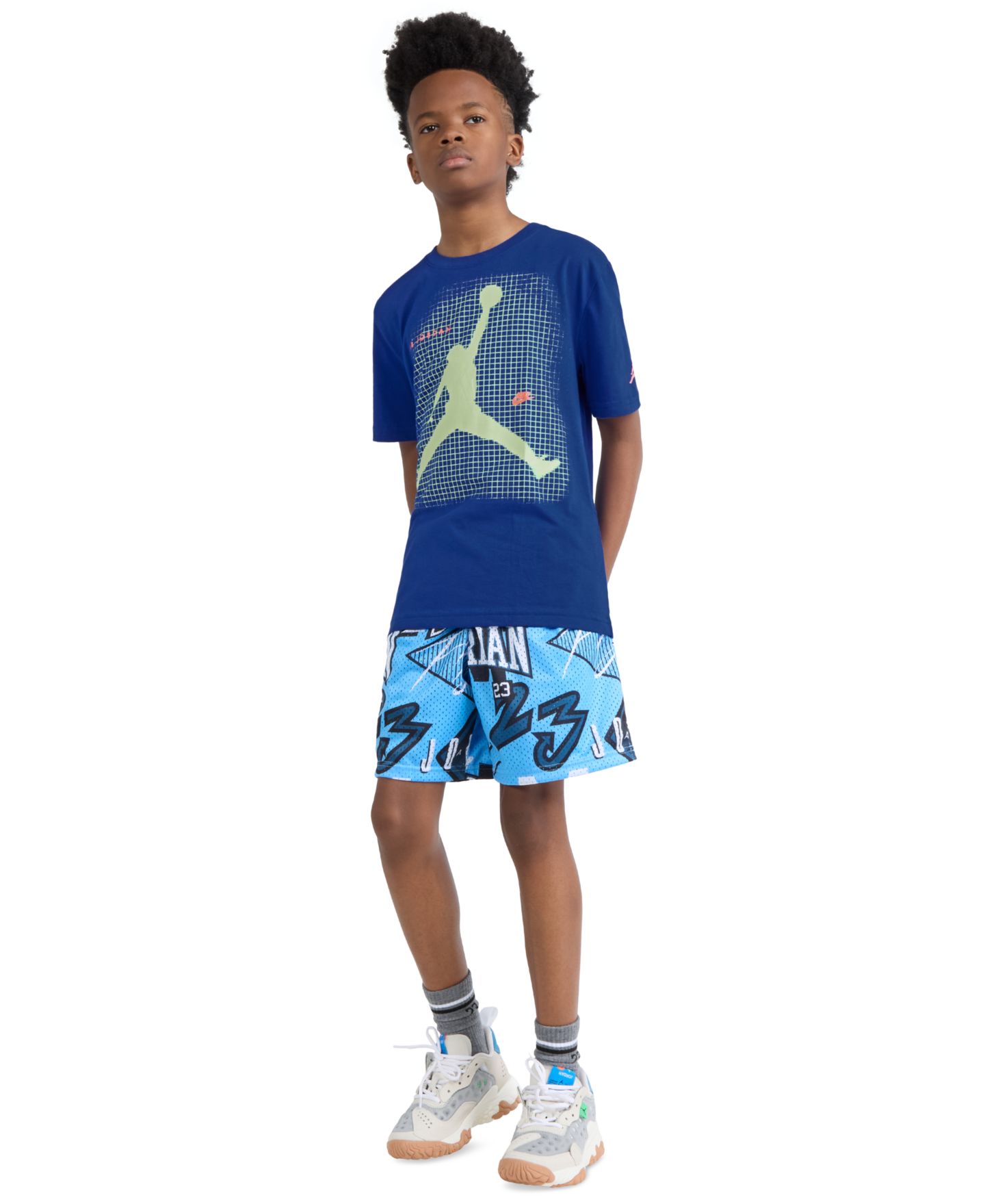 Детский свитшот Jordan Jumpman Grid Blur, цвет: Королевский синий — фото 2