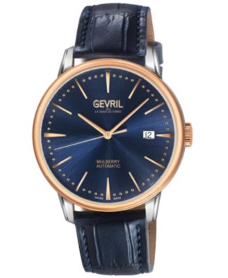 Men's Mulberry Swiss Automatic Leather Strap Watch