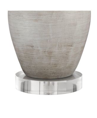 Glenn Rustic Farmhouse Table Lamps Set of 2 with Round Risers 28 1/2" Tall Neutral Fabric Drum Shade for Bedroom Living Room Nightstand