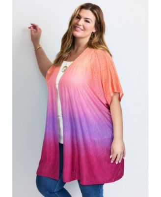 Women's Knit Eyelet Kimono