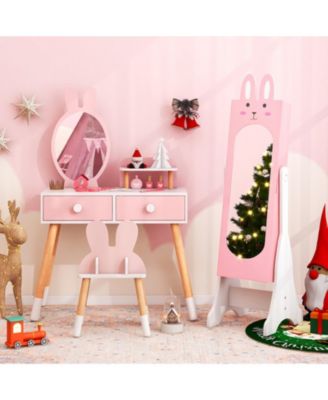 Princess Vanity Table and Chair Set with Jewelry Armoire and Mirror