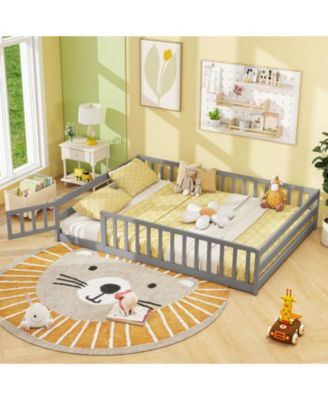Kids House Bed Frame with Safety Guardrails