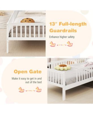 Twin Kids Montessori Bed with Storage Shelves and House-Shaped Headboard