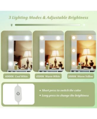 31.5 in Vanity Desk with 3 Lighting Modes and Storage Shelves