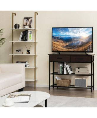 39.5 in Narrow Entryway Console Table with 2 Drawers and Metal Shelves