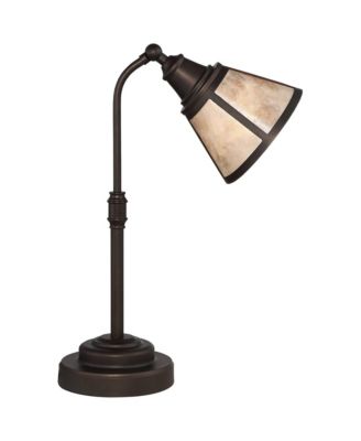 Rustic Farmhouse Desk Lamp 18 1/2" High with USB Dimmer Satin Bronze Metal Blond Mica Shade for Bedroom Living Room House Bedside Home