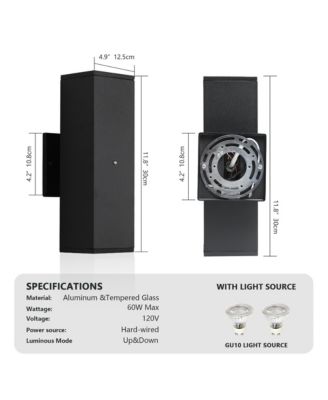 2-Pack Dusk to Dawn Outdoor Wall Sconce, Square Sensor Light for Porch Patio Garage