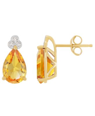 Amethyst (2-1/5 ct. t.w.) & Diamond Accent Stud Earrings in 14k Yellow Gold (Also Available in Multi-Stones)