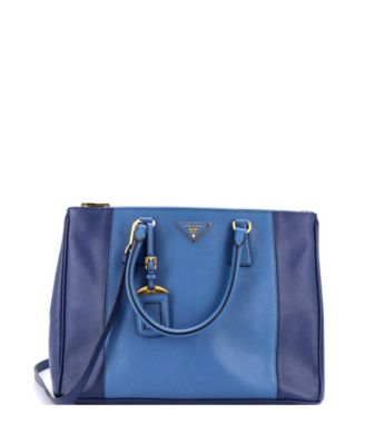 Medium Bicolor Double Zip Lux Tote Saffiano Leather