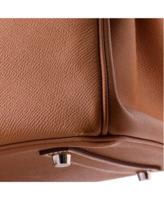 Birkin 35 Handbag Brown Epsom with Palladium Hardware