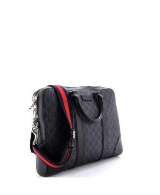 Medium Convertible Zip Around Briefcase GG Coated Canvas