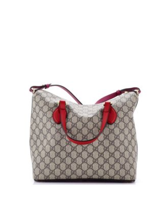 Medium Signature Fold Over Tote GG Coated Canvas with Leather