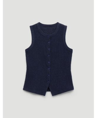 Women's Textured Sleeveless Button Through Top