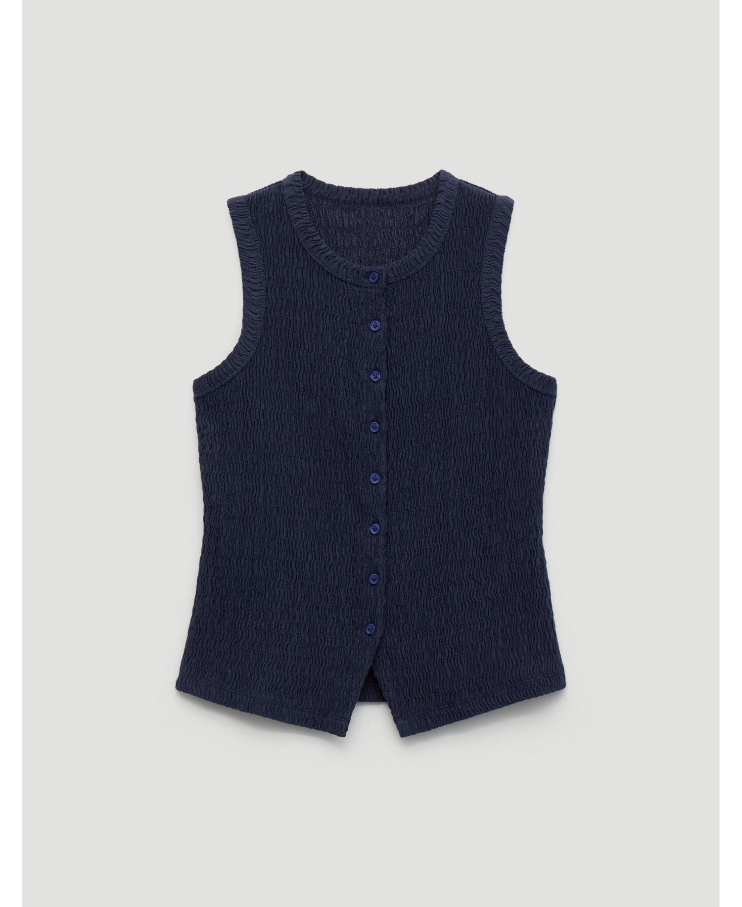 Women's Textured Sleeveless Button Through Top