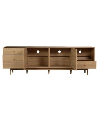 Boho TV Stand for TVs , Modern Wood Media TV Console, Entertainment Center with Open Storage and Drawers for Living Room