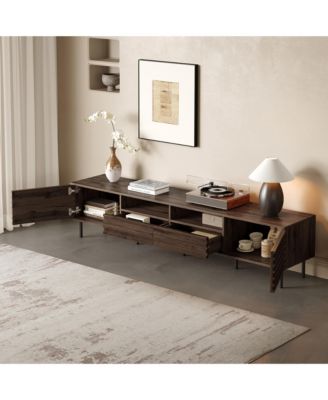 78.7 Inch Rustic TV Stand for TVs , Wood Media Console Entertainment Center with 2 Doors, Drawers and Open Shelves for Living Room