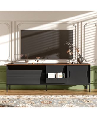 70.8 Media Console for Up to 75 TVs, Entertainment Center with Drawer, Sliding Doors and Adjustable Shelves for Living Room