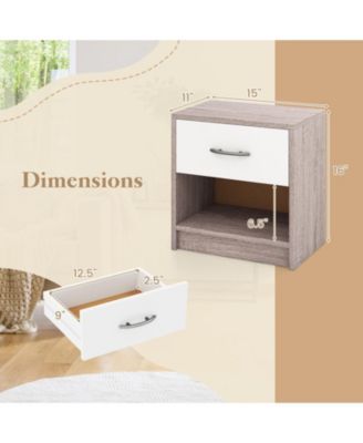Bedside Table Nightstand with Drawer and Open Shelf