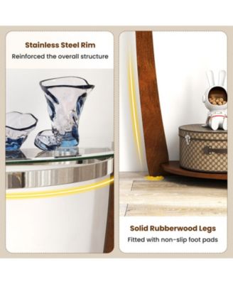 40 in Half-Moon Tempered Glass Console Table with Open Shelf