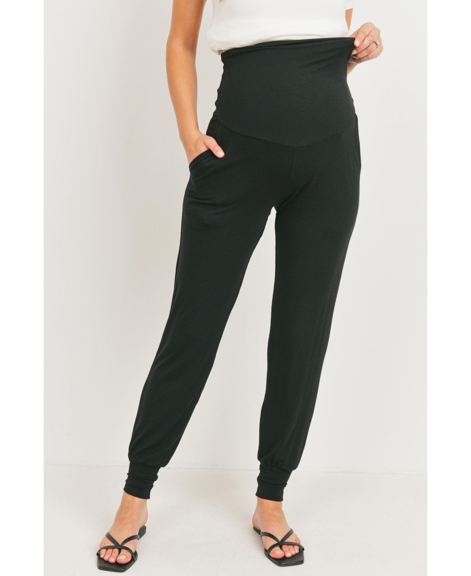 Maternity Over-the-Belly Pull-On Joggers With Side Pockets