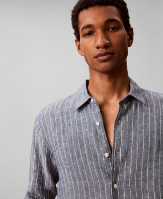 Men's Yarn-Dyed Pinstripe Linen Classic Shirt