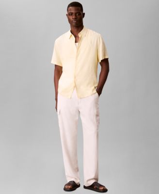 Men's Linen-Blend Classic Button-Down Shirt