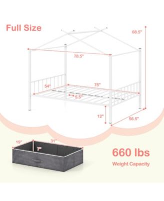 Full Kids House Bed Frame with Storage Drawers