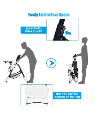 A Shaped Baby High Chair with Lockable Wheels