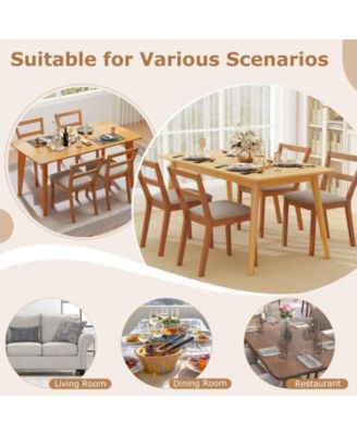 Farmhouse Wooden Dining Chairs Set of Two with Cushioned Seat