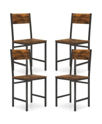 Dining Chairs Set of Four with Metal Legs and Slanted Back