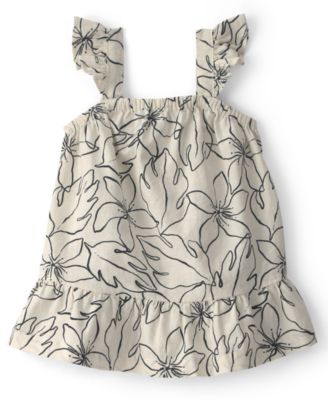 Baby Girls' Linen Blend Floral Dress