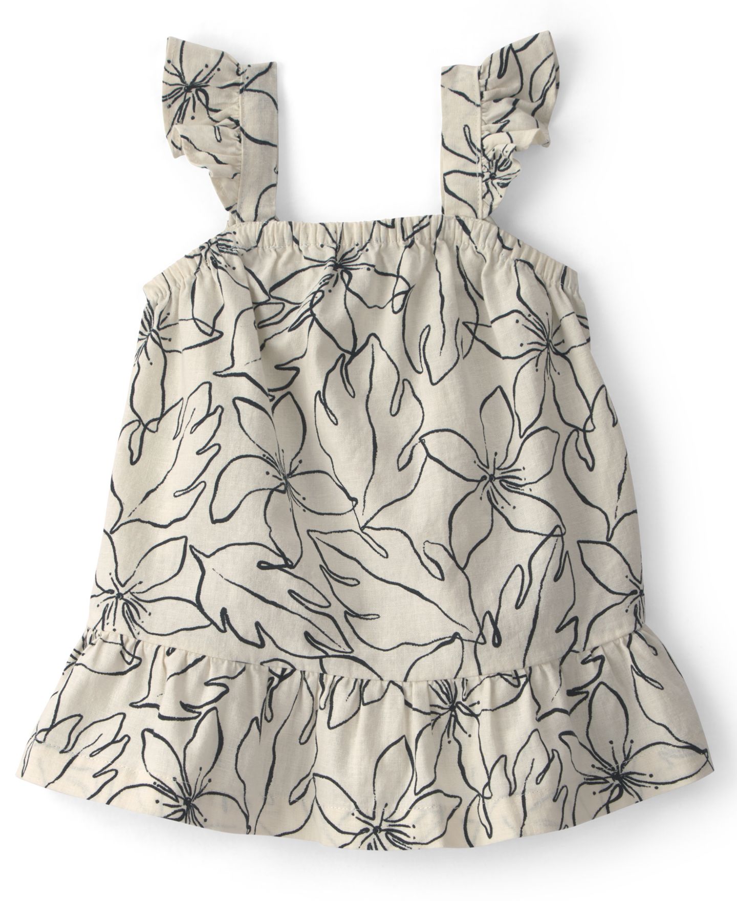 Платье Carter's Linen Blend Floral Dress для девочек-малышей, цвет: Чёрный / Слоновая кость — фото 1