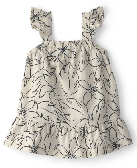 Платье Carter's Linen Blend Floral Dress для девочек-малышей, цвет: Чёрный / Слоновая кость