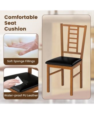 PU Leather Upholstered Wood Dining Chairs Set of Two