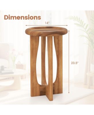 14 in Farmhouse Round End Table with Tray Top and Cross Legs